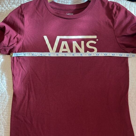 Vans Women’s Classic Burgundy Logo T-Shirt Red Size Small Skater Indie Tee - Picture 5 of 6